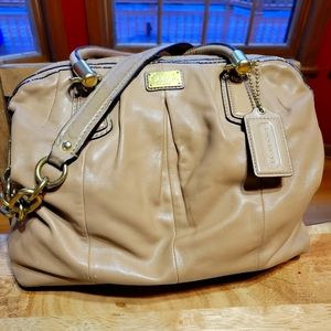 Coach Beige Leather Satchel with Gold Hardware